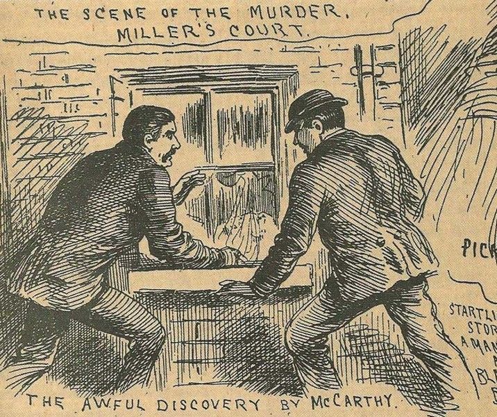 The Illustrated Police News - 17 November 1888 - The scene of the murder, Miller's Court. Period illustration: an artist's impression, not a photograph